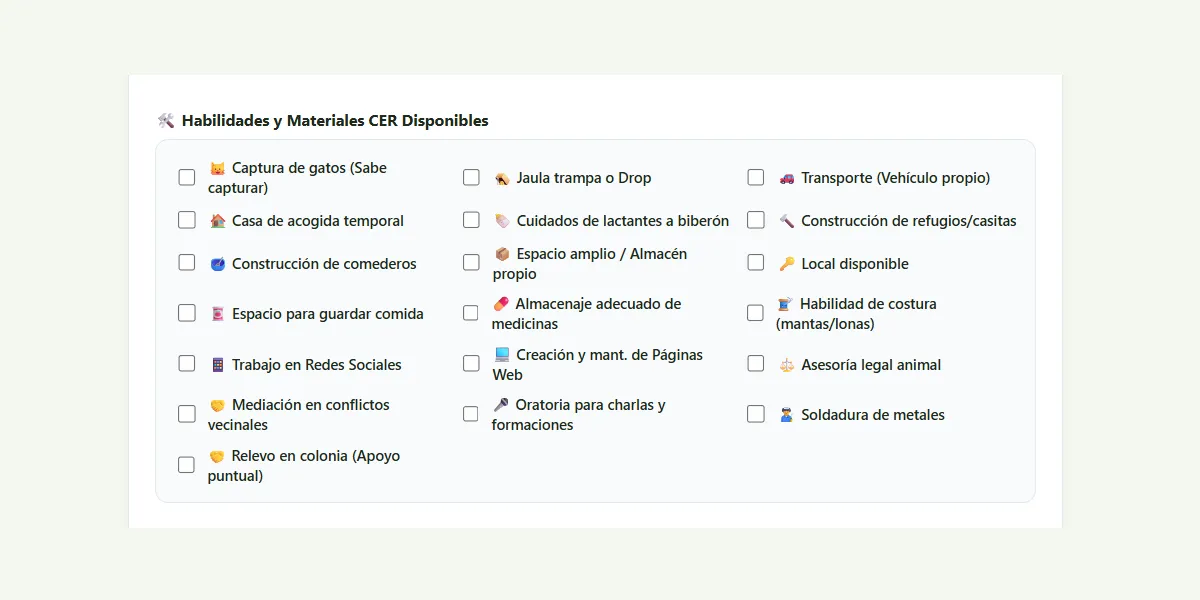 Buscador del banco de habilidades y red de recursos del voluntariado en NexFelis