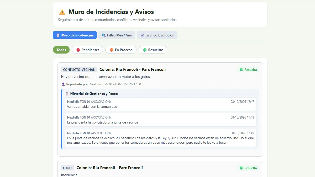 Módulo de Incidencias controlado y detallado