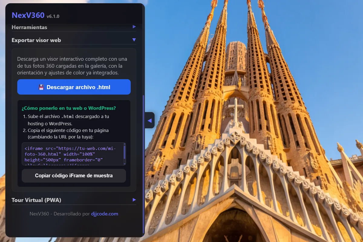Screenshot of standalone HTML web package download interface in NexV360